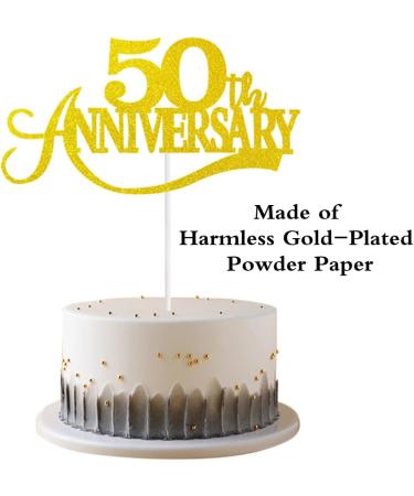 KREDHONG Golden Wedding Cake Topper 50th Anniversary Cake Topper Golden Wedding Anniversary Decorations for 50th Birthday Wedding Anniversary Decorations - Buy Online on GoSupps.com
