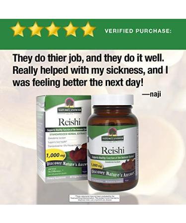 Nature's Answer Reishi 1000 mg - 60 Vegetarian Capsules for Immune Support - Buy Online on GoSupps.com