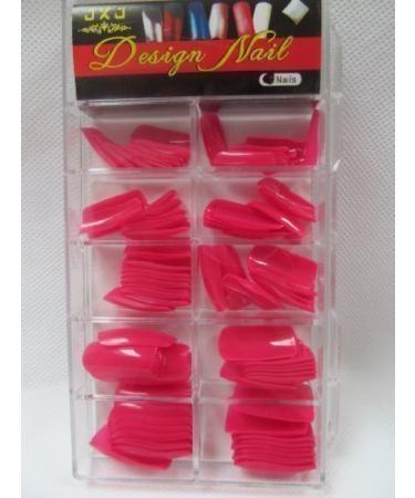Artificial Nails 100 Pieces High Quality Professional False Nails 10 Different Sizes (10 Each) By Fat-Catz-Copy Catz - 0-9 100 Fuchsia Colored Nails in a Box