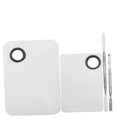Healeved Cosmetic Mixing Plate 2 Set Makeup Palette Foundation Mixing Plate Blending Tray Pigment Mixing Tool Manicures Mixing Palette Metal Foundation Palette 14.9x10x0.3cm Silver