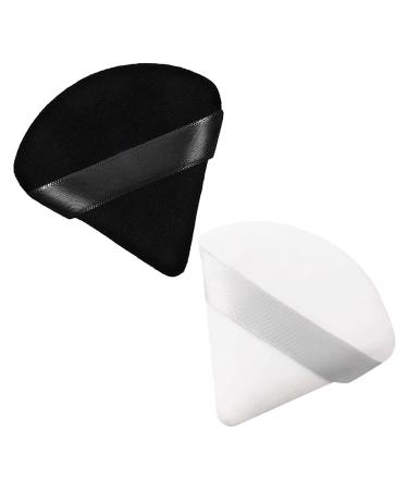2 pieces powder quack triangle powder quaste soft make-up powder quaste reusable powder quack triangle dry wet velor puff for loose powder daily make-up foundation cream (black & white) black and white