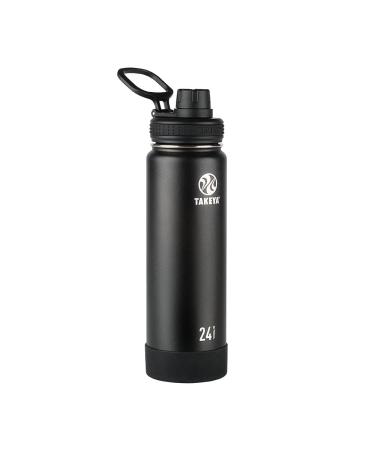 Takeya Actives Insulated Stainless Steel Water Bottle with Spout Lid, 24 oz, Onyx