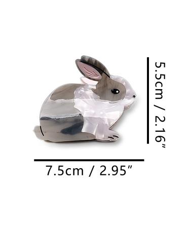 Cute Grey Bunny Hair Clips - Small Cellulose Acetate Hair Accessories for Girls (Pack of 2) - Buy Online on GoSupps.com