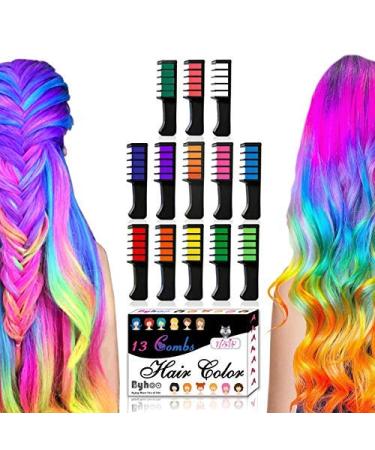 13 Colors Hair Chalk for Girls Gifts, Kids Temporary Bright Hair Chalk Comb Non-Toxic Hair Dye for Birthday Halloween Cosplay Party Gift for Girls Kids Ages 4 5 6 7 8 9 10+ Teen Great for DIY Hair Color At Home