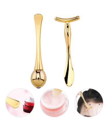 1 set T-bar set with roller head for the eye massage eye massage roller eye cream massage sticks eye roller massage device eye cream magic wife eye cream face remuner gold-colored 9.6x3.5cm