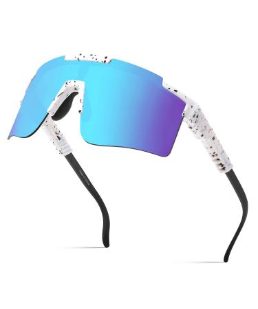 MALIDAK Cycling Sunglasses Men, UV 400 Protection Sports sunglasses, Polarized Outdoor Sports Glasses for Driving Npc10