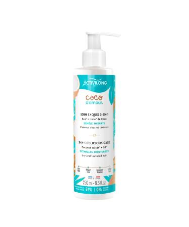 ACTIVILONG - Coco D'Amour 3-In-1 Exquisite Care - Dry and Textured Hair - Detangles and Nourishes - 97% Natural Ingredients - Tested and Approved by a Consumer Jury - Made in France - 250ml