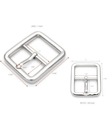 Square Center Bar Single Prong Belt Buckle Set (1in & 3/4in) - Gunmetal Finish - Buy Online on GoSupps.com