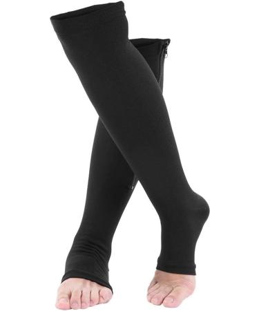 Compression Zipper Socks for Varicose Veins & Edema Relief - Sports Calf & Knee Support (XXL-Black) - Buy Online on GoSupps.com