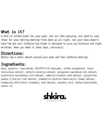 Caffeine Eye Cream | 5% Caffeine for Dark Circles & Puffiness | Best Under Eye Cream for Wrinkles | For Women & Men | Shop Now - Buy Online on GoSupps.com