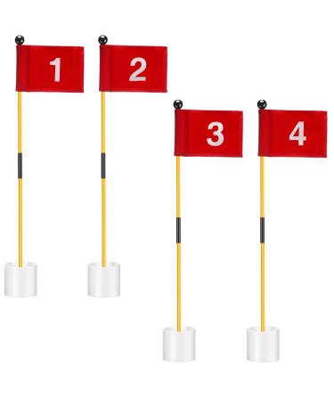Golf Flagsticks Mini Putting Green Cups and Flags Kids Golf Numbered 1 2 3 4 Flags Hole Cup Set All 3 Feet Portable Glass Fiber 3 Section Flagsticks Flag for Yard Driving Range Backyard Golf Course