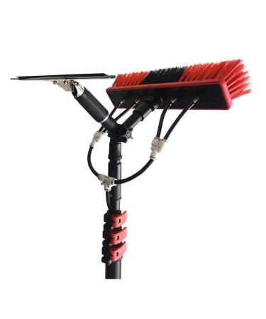 Outdoor Window Cleaning Poles Water Fed Pole Kit Water Fed Brush W/Squeegee 270 Azimuth Adjustment for Cleaning Water Fed Cleaning System 3-In-1 Aluminum Outdoor Window/ 6.0 M/19.7 Ft