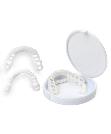 Brigtviee 2 pair instant veneers fake teeth false teeth veneers above and below snap on prostheses Temporary prostheses cosmetic teeth veneer for men and women