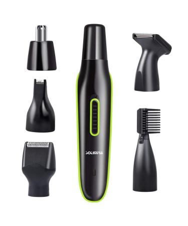 Nose Hair Trimmer Rechargeable 5 in 1 Nose Trimmer for Men Women Electric Ear Hair Trimmer/Beard Trimmer/Sideburn Trimmer/Precision Detailer Stainless Steel with Anti-Pinch Technology (Black)