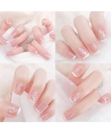 Buy 6wcveuebuc Artificial Nails for Children - Pre-Glue Gentle Pink Nail Art Set for Girls | Short Square Nails & Accessories - Buy Online on GoSupps.com