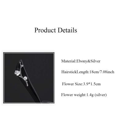 TOP SEWING Ebony Wooden Handmade 925 Silver Hair Stick - Chinese Traditional Hair Chopsticks for Women - Retro Hairpins in Gift Box - Chinese Plum Design - Buy Online on GoSupps.com