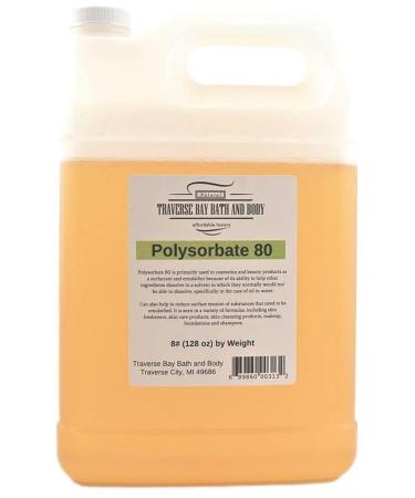 Traverse Bay Bath And Body Polysorbate 80- 8 Pounds 128 Oz weight T-MAZ 80  Tween 80 100% pure Surfactant & Emulsifier. Made in the USA 1 Gallon. Safety Sealed Container