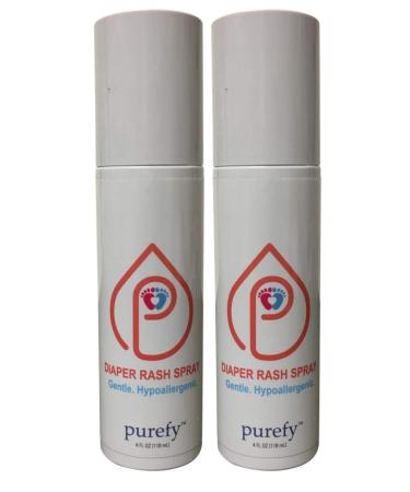 PUREFY Diaper Rash Spray (4oz  2pk) - Hypoallergenic  Promotes Natural Defense Against Diaper Rash  NO zinc  Alcohol  or Cream  Great for Sensitive Skin  Eliminate Diaper Odor. No Residue. (4oz) 4 Ounce