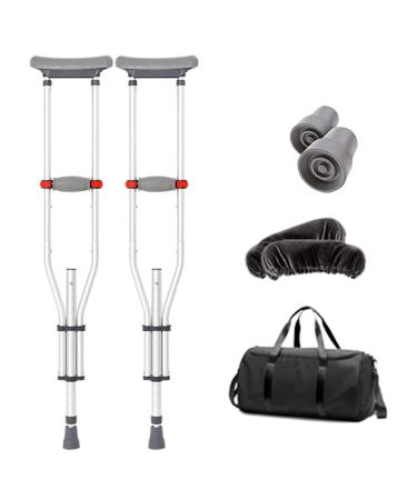 Pair of Underarm Crutches Aluminum Folding Crutches Push-Button Height Adjustment Axillary Crutches w/Carrying Bag for Adults or Youth from 135 to 195cm Independence