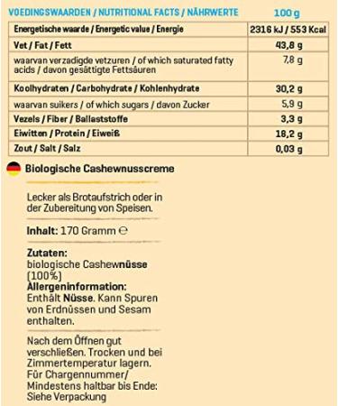 Buy Body & Fit Organic Cashew Butter 170g - Healthy Nut Spreads for International Shipping - Buy Online on GoSupps.com