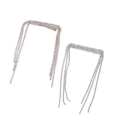 FRCOLOR Rhinestone Hairpin tassel hair clip crystal hair clip bridal headpieces for alligator hair clips for women rhinestones braided ponytail bride pin hair jewelry alloy Bobby Miss