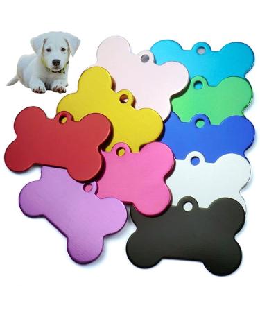 IYBQIU 14 Pieces Bone Shaped Dog Tag Pet ID Tag Bone Shape Phone Number ID Tag for Dogs and Cats Pet ID Random Color Multicoloured