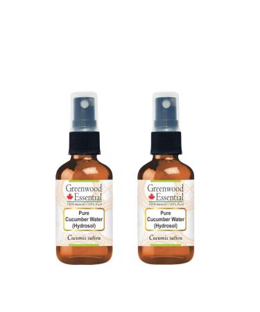 Greenwood Essential Pure Cucumber Water (Hydrosol) (Cucumis Sativa) (Pack of Two) 50ml X 2 (3.38 oz) Cucumber Water 1.69 Fl Oz (Pack of 2)