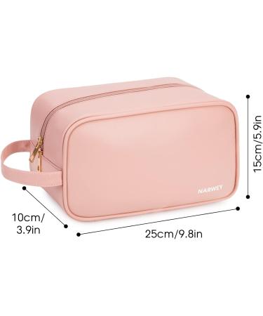 Vegan Leather Travel Toiletry Wash Bag for Women - Dopp Kit Makeup Organizer - Pink - Buy Online on GoSupps.com