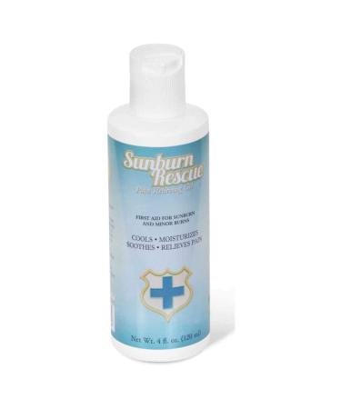 SUNBURN RESCUE Sunburn Relief Pain Relieving Gel  First Aid for Sunburn and Minor Burns  Cools and Soothes  Moisturizes and Relieves Pain  4 ounces