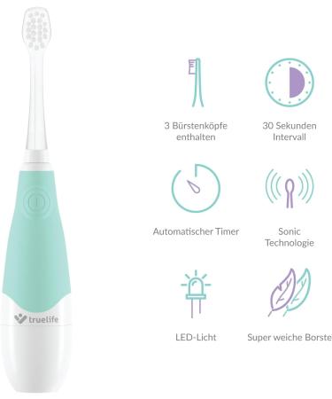 Truelife Sonicbrush Baby G: Best Schallzahnb rste for 3-6 Years | 3 Brush Heads Timers & Teaching Video | Soft Bristles & Fun Animal Stickers - Buy Online on GoSupps.com