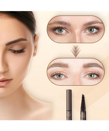 2-in-1 4 Tips Eyebrow Pencil Waterproof 3D Microblading Eyebrow Pencil Contour Pen Natural Durable Microblading Eyebrow Pencil (Gray) - Buy Online on GoSupps.com