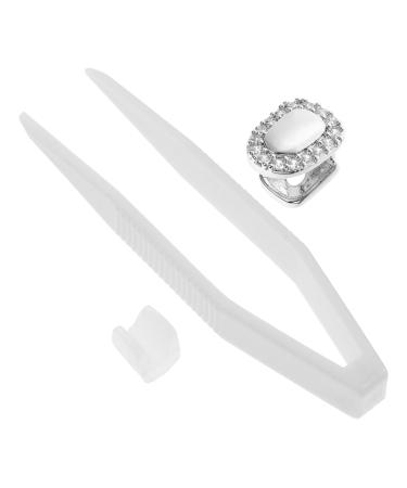 Iwowhero grill 1 set of decorative braces rhinestone lattice hip-hop mouths rapper toothpage mouth grid vampire teeth en hip-hop tooth bricks tooth set copper 18k clothing hip hop silver 1x0.8x1cm