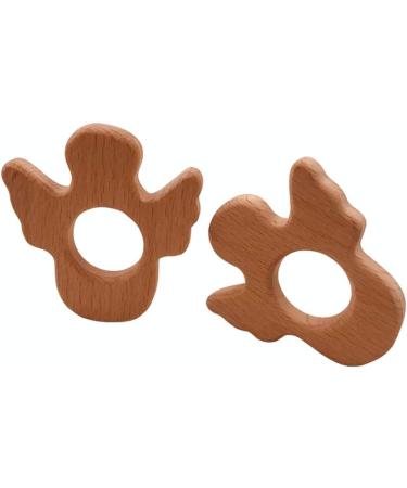 Wendysun 10pcs Cartoon Wood Teether - Natural Animal Wing Shape Baby Teething Toy - Buy Online on GoSupps.com