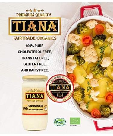 TIANA Fairtrade Organic Virgin Coconut Oil Odourless Cooking Butter 750ML (Pack of 12) 750ML Pack of 12 - Buy Online on GoSupps.com