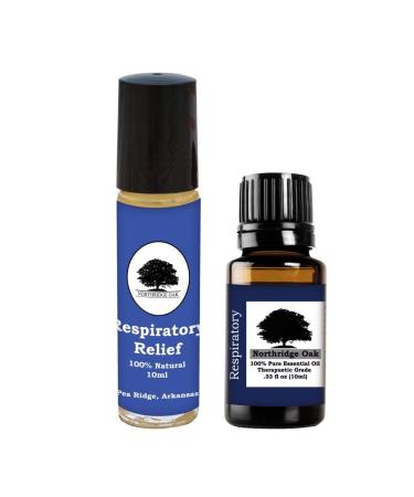 Northridge Oak Respiratory Relief Essential Oil Blend Combo pack 10ml Full Strength with Roller: Breathe Easy Alleviate Coughs Colds Sinus Issues and Congestion- Ideal for Humidifiers and Diffusers