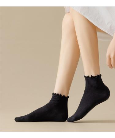 Akamas Women's Ruffle Socks - 6 Pairs Soft Cotton Ankle & Sneaker Socks in White & Black | Funny Casual Wave Design for Sizes 35-41 - Buy Online on GoSupps.com