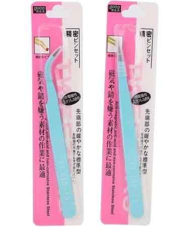 Stainless Steel Nail Art Tweezers Anti Static Straight Curved Head Accurate Manicure Picking Rhinestone Metal Accessory Pick Up Durable and Exquisite (Blue) - Buy Online on GoSupps.com