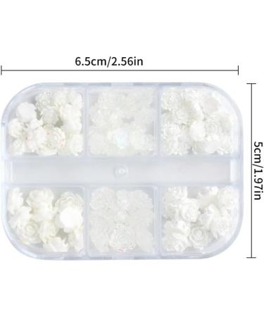 Flower Nail Art Glitters DIY 3D White Floral Nail Stud Sequins for Salon Gift Flower Nail Glitters - Buy Online on GoSupps.com