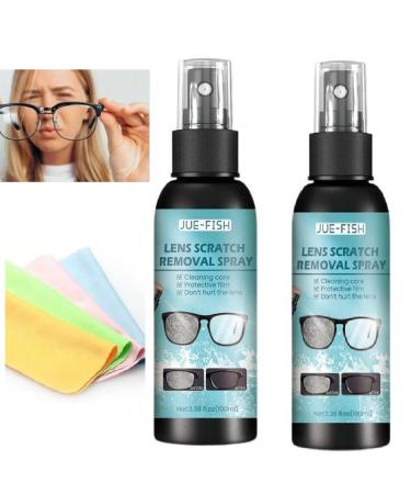 AZIZAT 2023 New Eyeglass Lens Buff Scratch Remover Kit, Eyeglass Deep Scratch Repair Solution, Cleaning Spray for Plastic Lens, Eyeglass Cleaning Tools for Lenses Screens, 100ml
