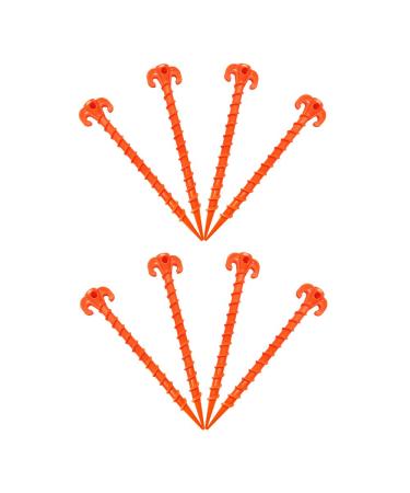 Beach Tent Stakes Canopy Anchors Canopy Stakes Heavy Duty Screw Shape 10 inch - 8 Pack Orange
