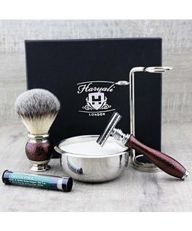 Vintage Razor Set for Men - Complete Shaving Kit with Brush Stand Bowl & Soap | Perfect Gift for Gentlemen - Buy Online on GoSupps.com