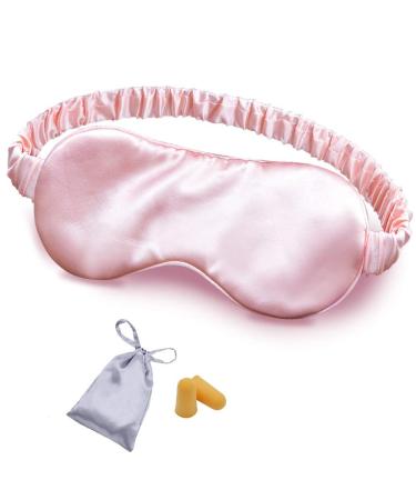 Silk Sleep Mask Eye Mask Blindfold with Double Layer Silk Filling and Elastic Strap for Full Night's Sleep, Travel and Nap, Soft Eye Cover Eyeshade with Luxury Bag and Ear Plugs by OLESILK (Pink)