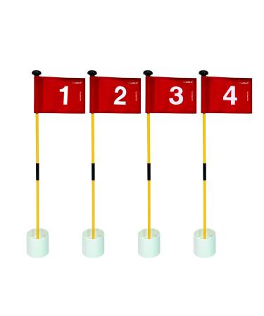 XCELLENT Mini Golf Putting Green Flag and Hole Cup for Yard Practice Set, Golf Pin Flag Hole Cup Set, Portable 2-Section Fiberglass Golf Flag Sticks, Gifts Idea. (4Pack Red #1,2,3,4)