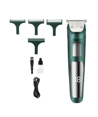 Pro Hair Clipper Waterproof Hair Clipper Electric LED Display Barber Tool Shaving Hair Engraving Oil Head(Green)