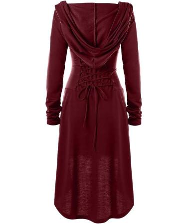 Renaissance Women's Lace-Up Hooded Robe Dress - Vintage High-Low Cloak [Color 05, Size Small] - Buy Online on GoSupps.com