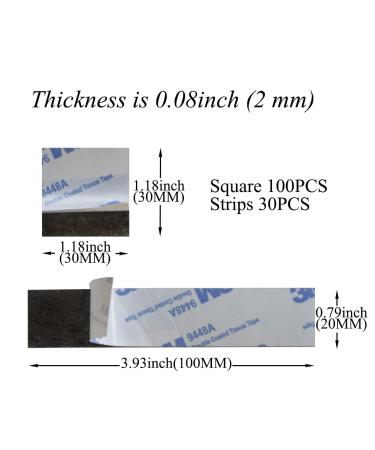 AIHOLU Double Sided Foam Tape 130PCS - Heavy Duty Mounting Adhesive for Crafts, Photos, Walls - Black Strip and Square Included - 7.9*11.8*0.6 - Buy Online on GoSupps.com