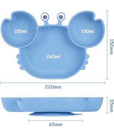Vicloon Silicone Suction Plate for Toddlers - Non Slip Baby Weaning Plate in Blue | Baby Cutlery included | Highchair Friendly - Buy Online on GoSupps.com