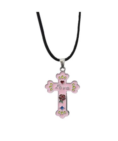 Oralgo's necklace with a liquid heart trailer metal cross neck chain for women and girls trendy aesthetic jewelry wax rope devil's eye 7