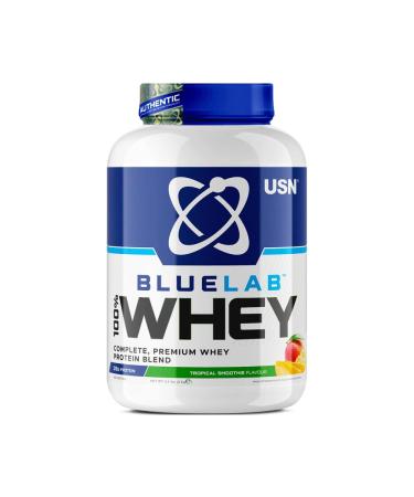 USN Blue Lab Whey Protein Drink Powder, Whey Protein & BCAA, Mass Gap & Recovery, Post-Workout Shaker, Tropical Smoothie Flavor, 2 kg, NBLW18