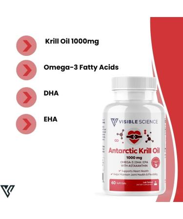 Visible Science Antarctic Krill Oil 1000mg Omega-3 EPA & DHA with Astaxanthin Heart Joint & Brain Health Support Helps Maintain Flexibility Sustainably Sourced 60 Softgels - Buy Online on GoSupps.com